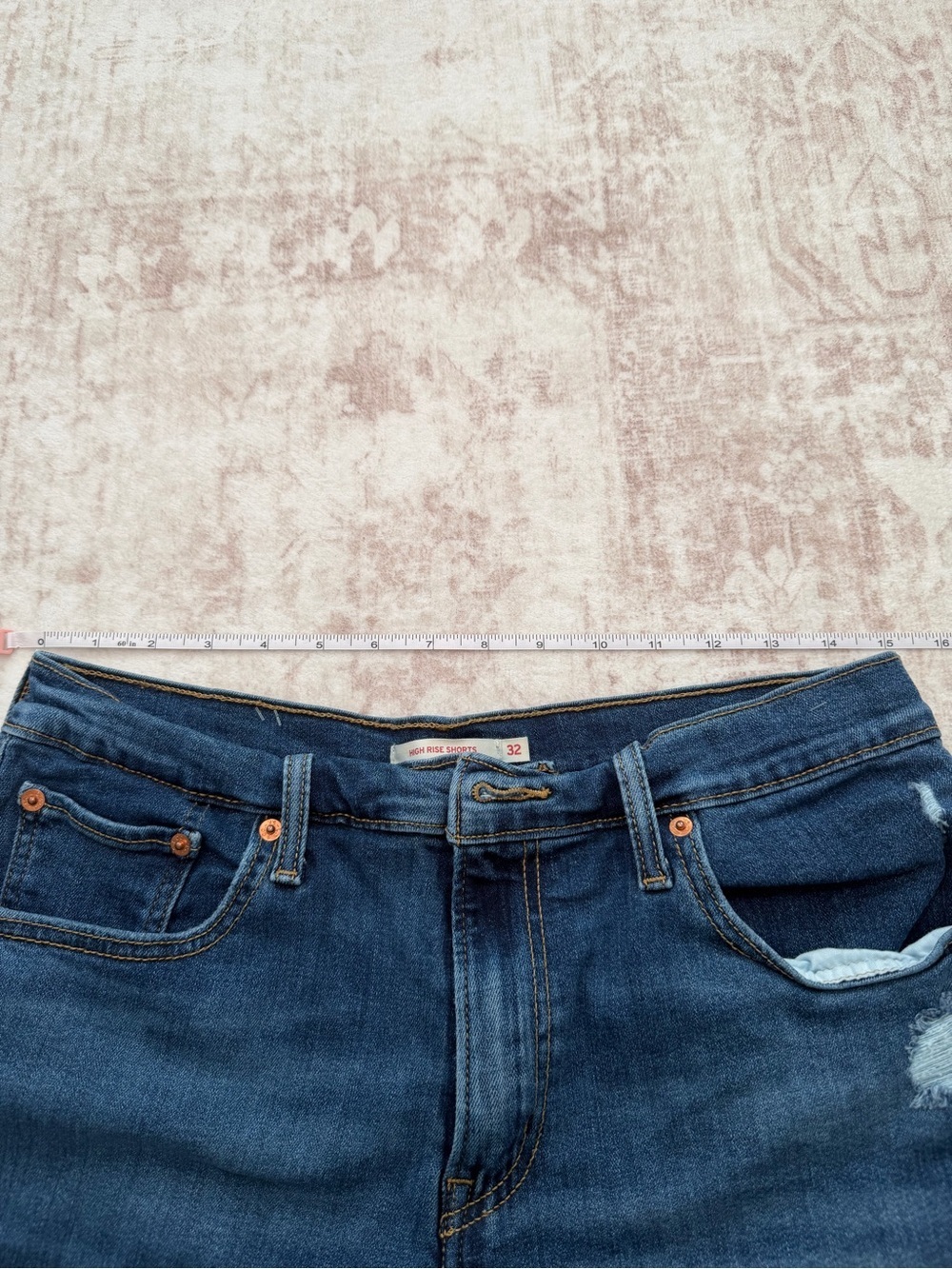 Levi’s Dark Blue High-Rise Denim Shorts Women’s Size 32 - Picture 8 of 11
